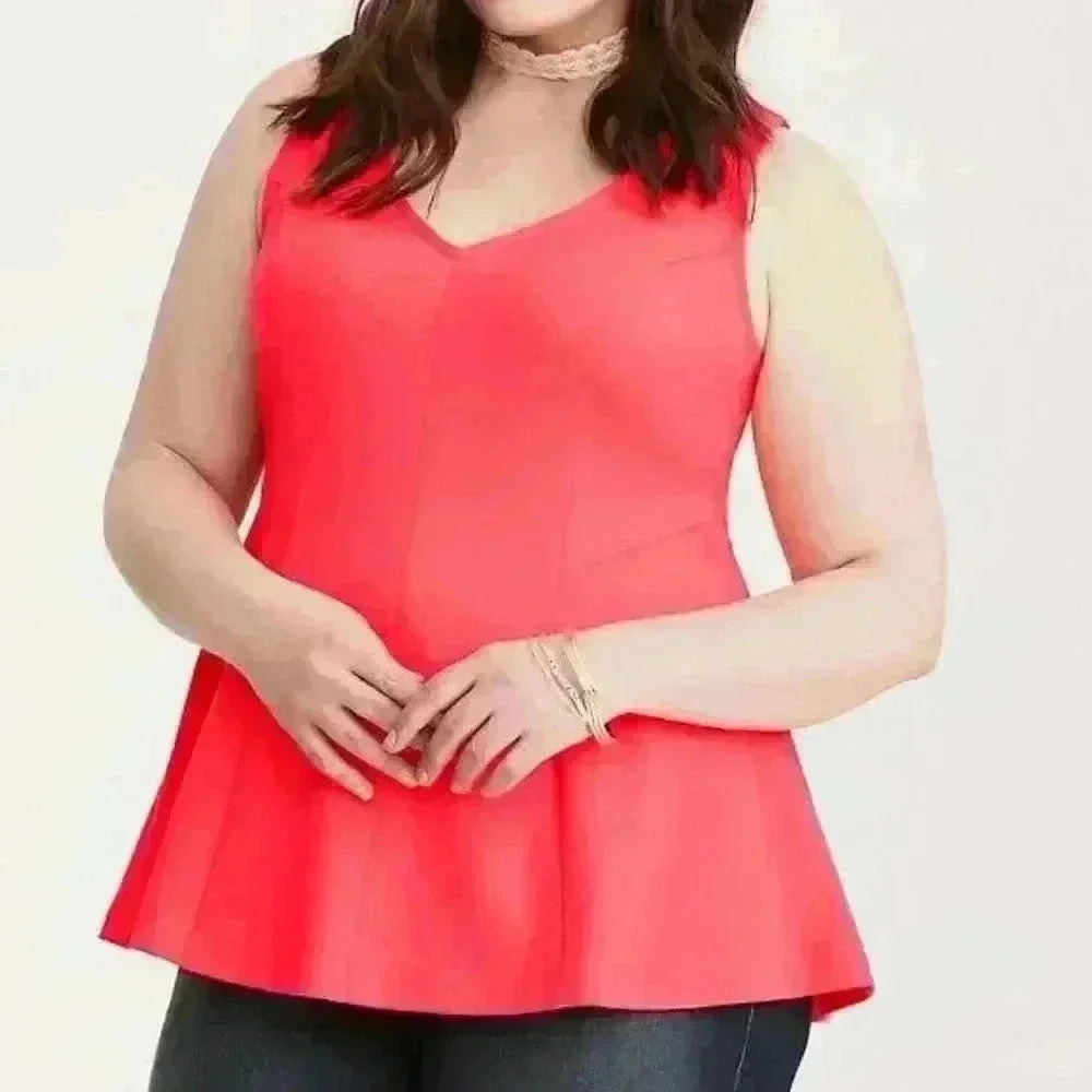 Torrid Neon Orange Peplum Pullover Sleeveless Top 1 1X 14/16